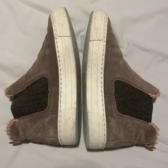 Suede Ankle Chelsea Boots with Fur Lining Beige US Size 8 - Picture 4 of 6